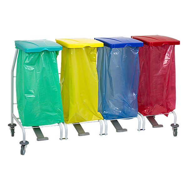 Wózek na odpady poczwórny 4 x 120 l z otwieraną pokrywą